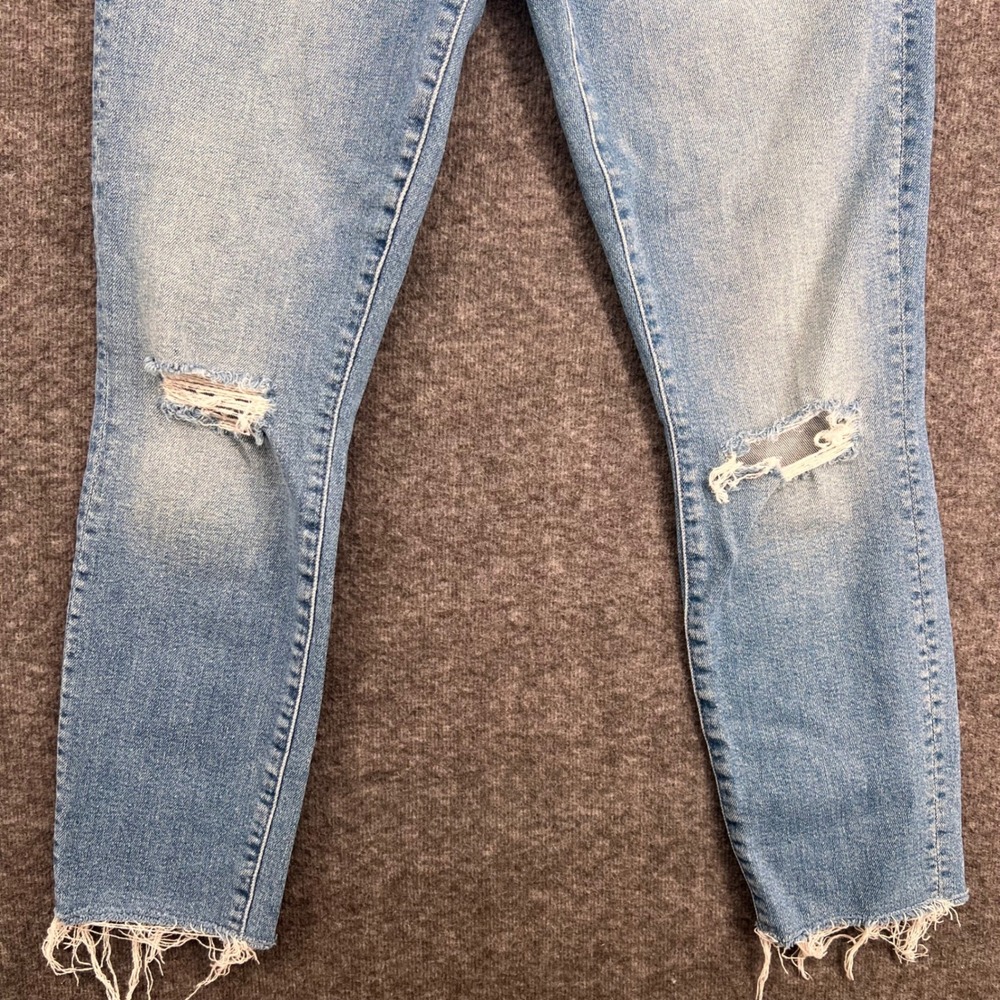 Mother The Looker High Rise Skinny Crop Distressed Frayed Hem Blue Jeans Size 28 - Picture 4 of 14